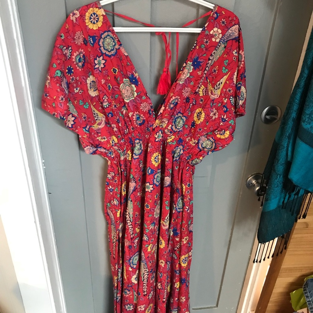 Boho dress-flowers and peacocks